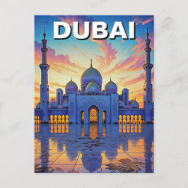 Dubai Grand Mosque UAE Sunset Vykort