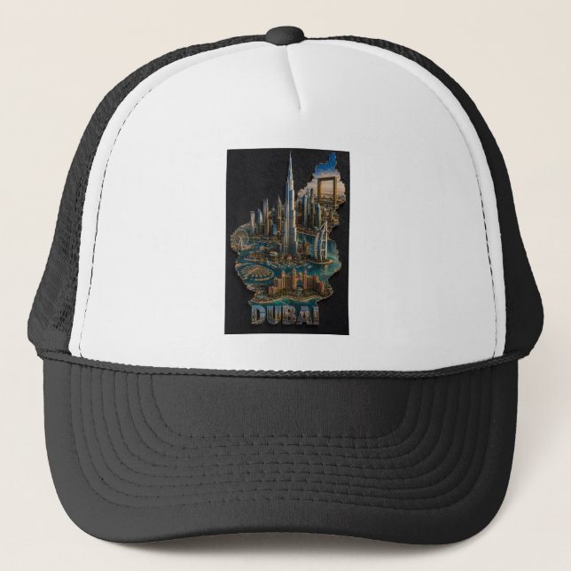 Dubai Ikoniska Siluett 3D Konst Keps (Framsida)