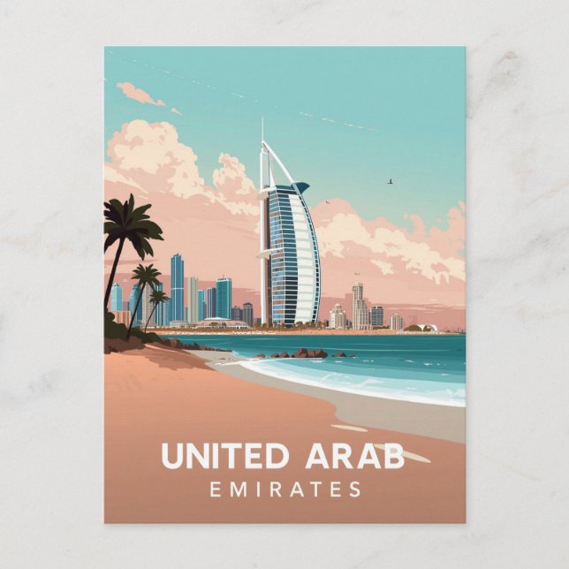 Dubai Kust Vintage Resa Vykort (Framsida)