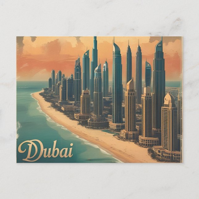 Dubai Kust Vintage Resa Vykort (Framsida)