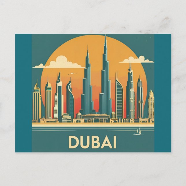 Dubai Kust Vintage Resa Vykort (Framsida)