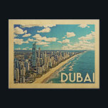 Dubai Kusten Vintage resor Vykort<br><div class="desc">Dubai-konstruktionen i Vintage resor stil, som har en kustscen med Dubai strand och skylt.</div>