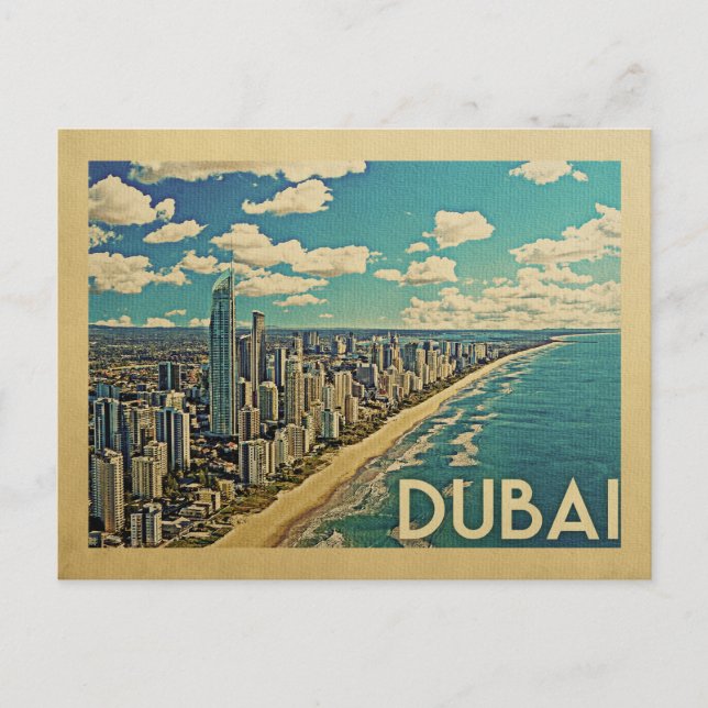 Dubai Kusten Vintage resor Vykort (Framsida)