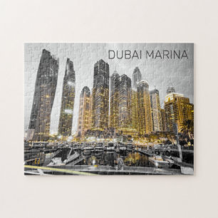 Dubai Marina City UAE Skyline Vintage Panorama Pussel