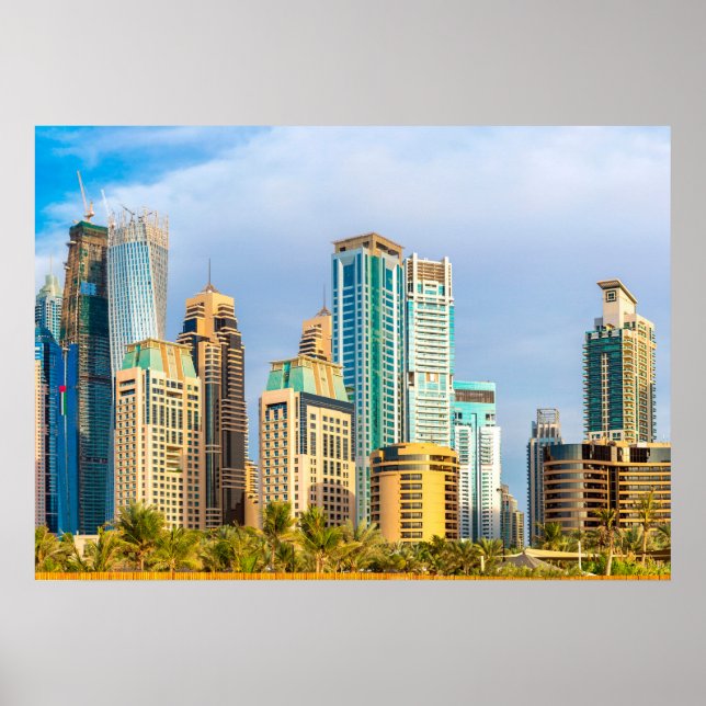 Dubai moderna skyscraper Corniche Poster (Framsidan)