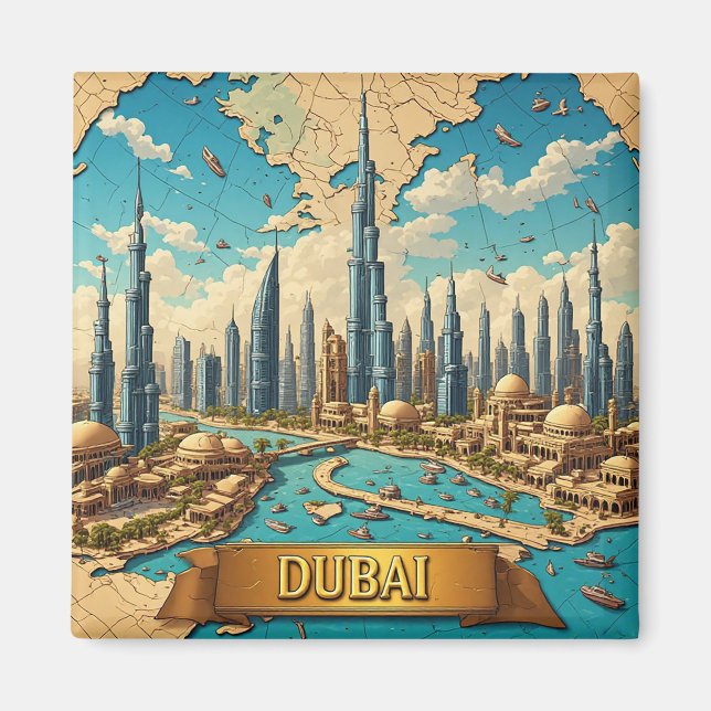 🧲 Dubai Ökenäventyr Resminne ✈️ Magnet (Framsidan)
