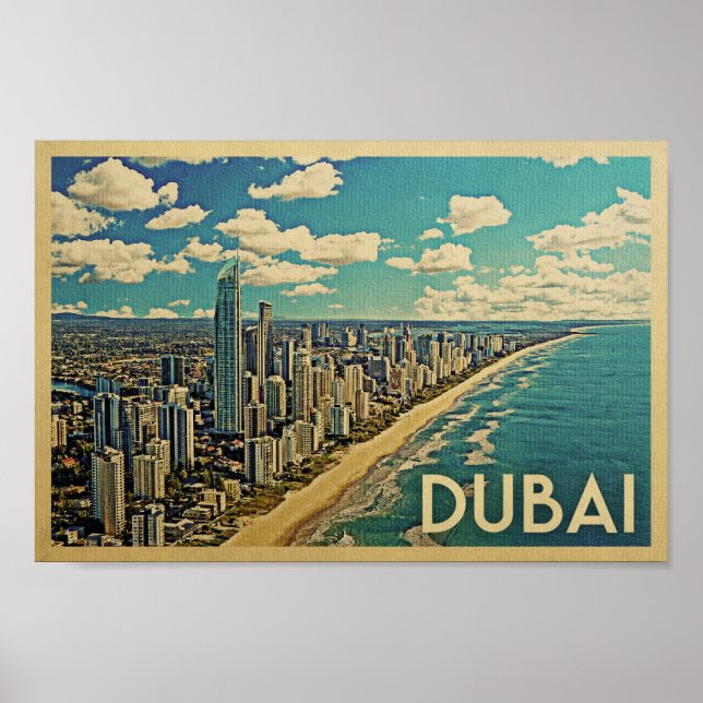 Dubai Poster Vintage resor Art (Framsidan)