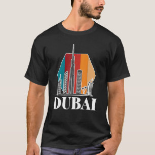 Dubai Retro Skyline Burj Khalifa Förenade Arabemir T Shirt