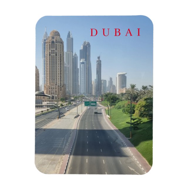 Dubai road and byggnad view-kylmagnet magnet (Vertikal)