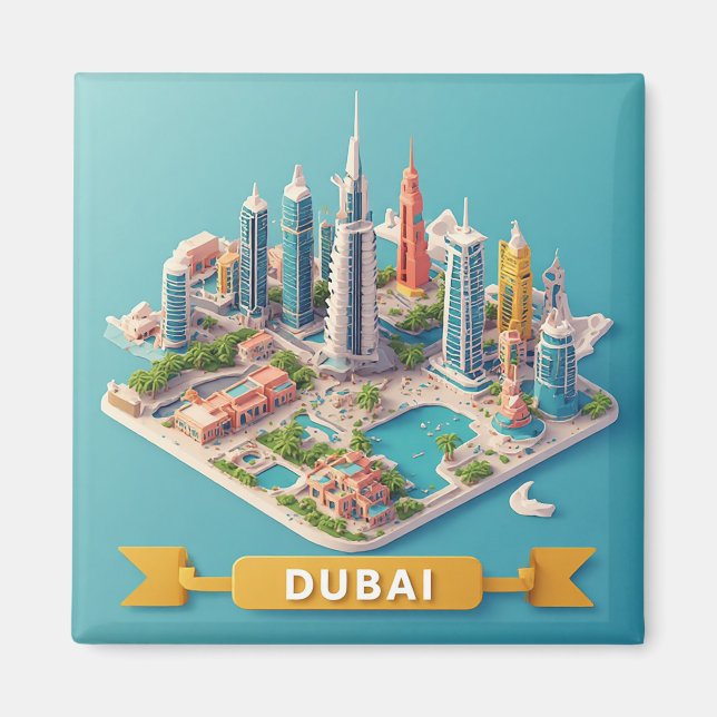 🧲 Dubai Semester Minne Från UAE Destination 🌴 Magnet (Framsidan)