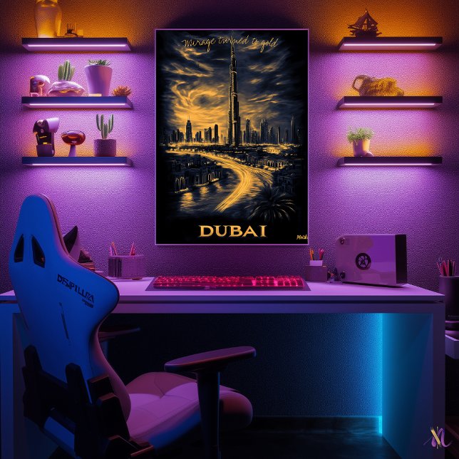 Dubai Siluett - Kol Monokrom Konst - Urban Poster (Skapare uppladdad)