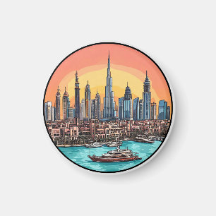 Dubai Siluett Magnet Stad Resa Present ✨