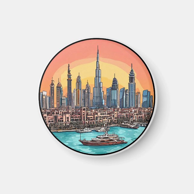 Dubai Siluett Magnet Stad Resa Present ✨ (Framsidan)