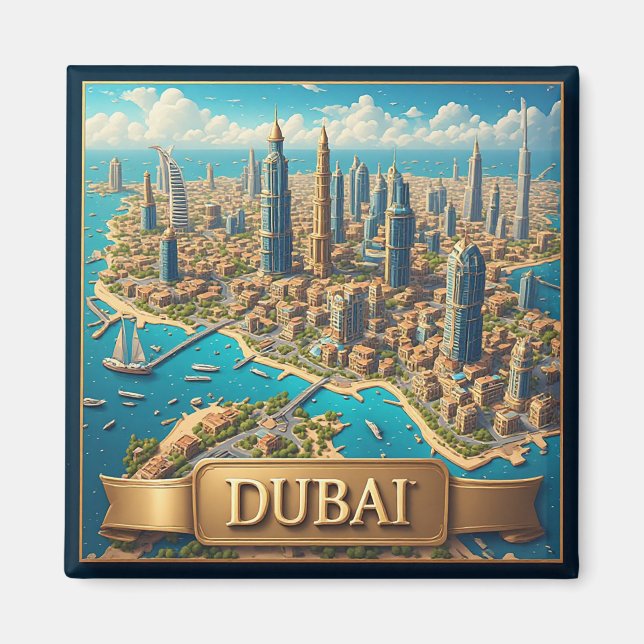 🧲 Dubai Siluett Semesterpresent Minne 🌇 Magnet (Framsidan)