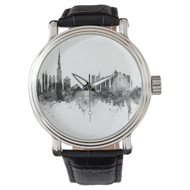 Dubai Skyline Black White Armbandsur (Framsida)