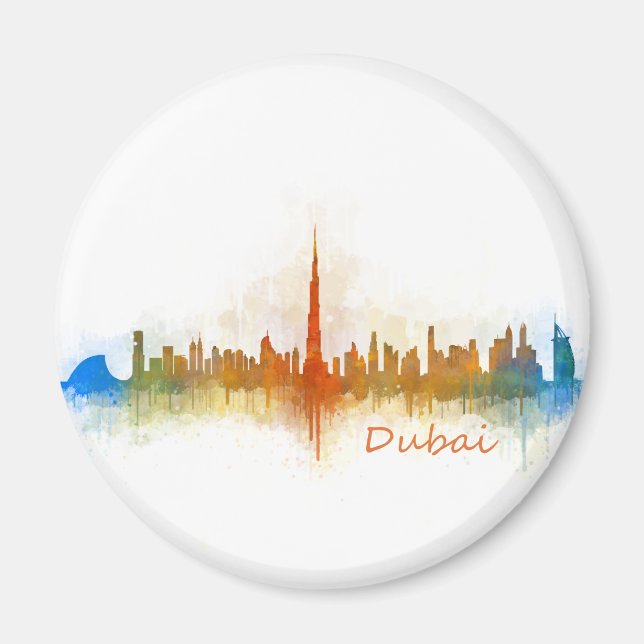 Dubai Skyline Cityscape Emirates v3 Magnet (Framsidan)
