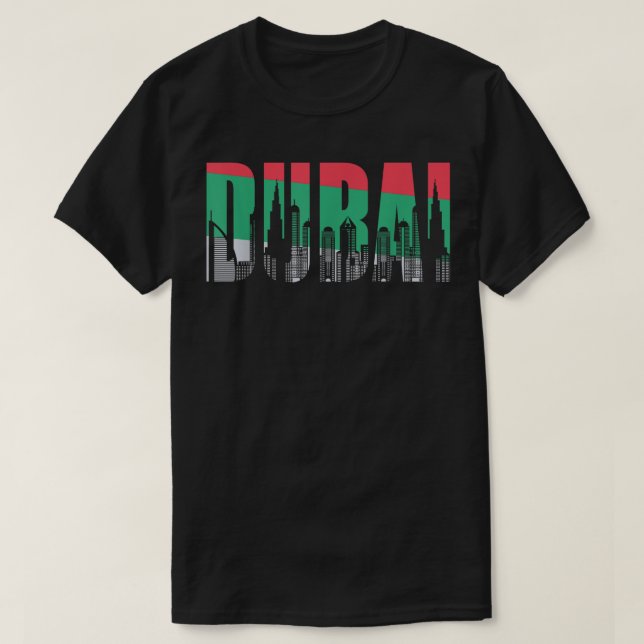 Dubai Skyline Flagga Souvenir Gift UAE Pride Tee (Design framsida)