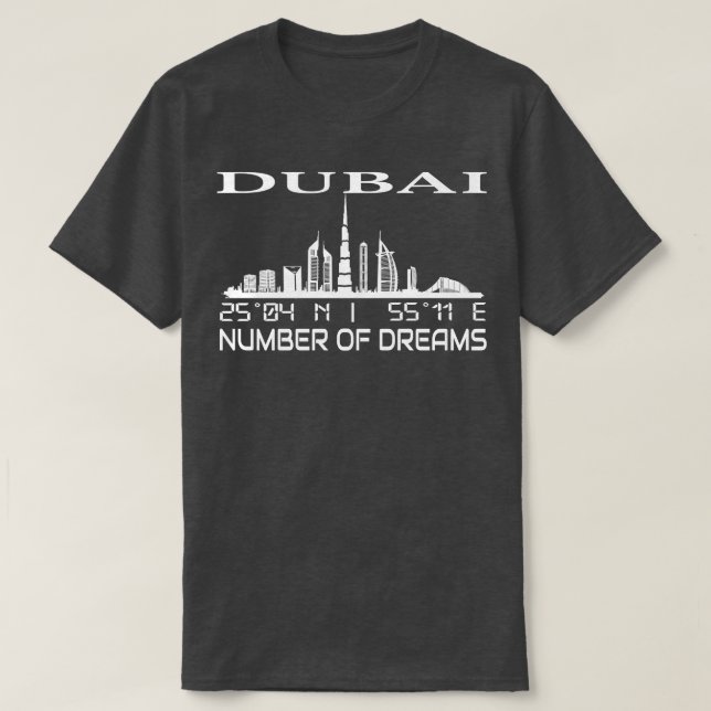 Dubai Skyline GPS Coordinates Capital Uae 2 T Shirt (Design framsida)