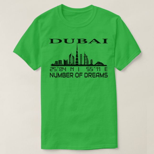 Dubai Skyline GPS Coordinates Capital Uae 3 T Shirt (Design framsida)