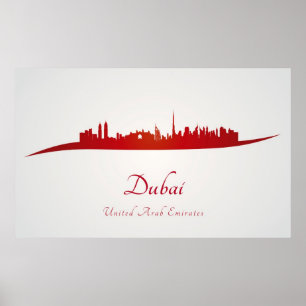 Dubai skyline i rött poster