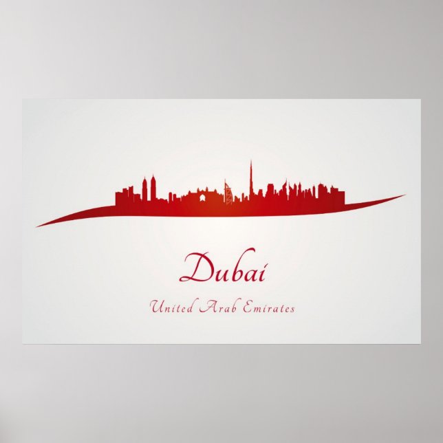Dubai skyline i rött poster (Framsidan)