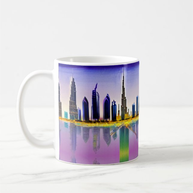 Dubai skyline med skyscraperna Burj Khalifa Kaffemugg (Vänster)