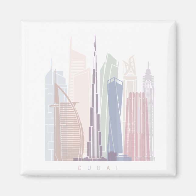 DUBAI SKYLINE POSTER PASTEL MAGNET (Framsidan)