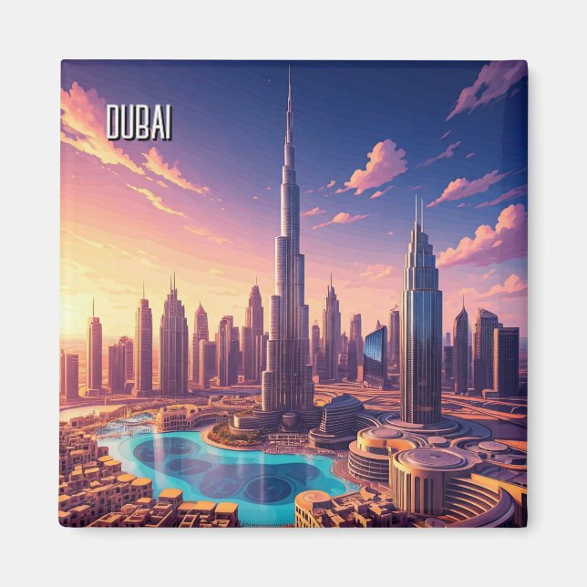Dubai Skyline Travel Magnet (Framsidan)