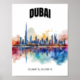 Dubai Skyline Wall Art, Modern Wall Art, Poster