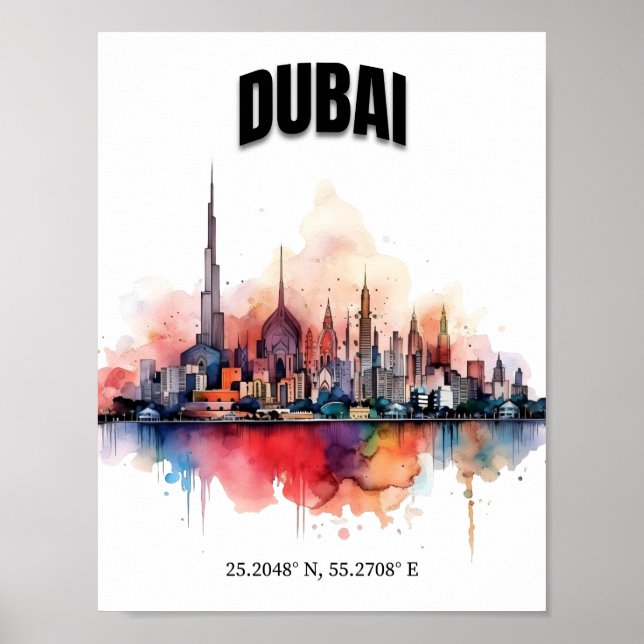 Dubai Skyline Wall Art, Modern Wall Art Poster (Framsidan)