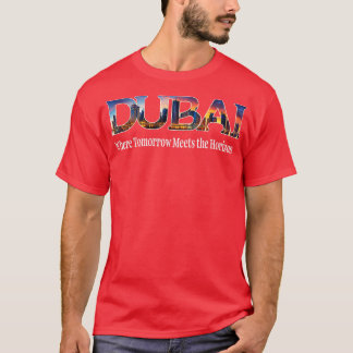 Dubai Souvenir Skyline Förenade Arabemiraten Resa T Shirt