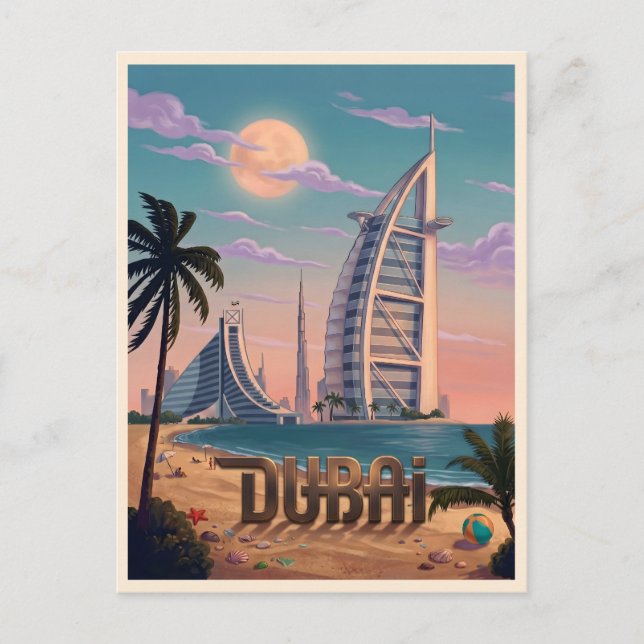 Dubai strandutsikt vykort (Framsida)