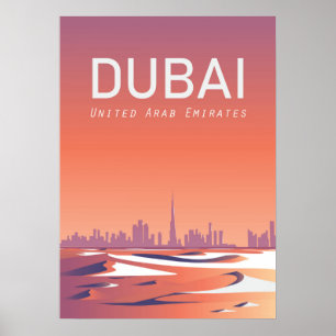 Dubai Travel Poster Förenade Arabemiraten