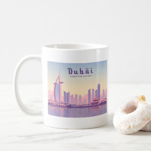Dubai UAE Burj Khalifa Pastel Travel Design Kaffemugg