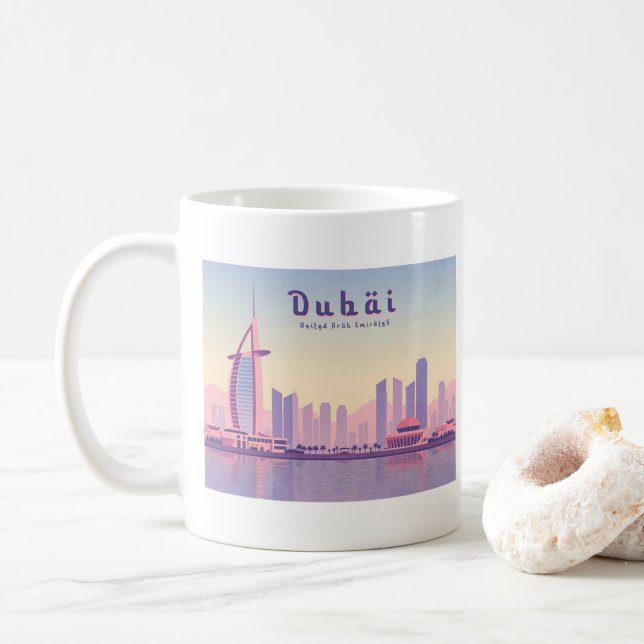 Dubai UAE Burj Khalifa Pastel Travel Design Kaffemugg (Med munk)