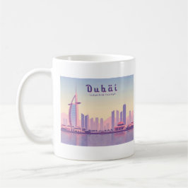 Dubai UAE Burj Khalifa Pastel Travel Design Kaffemugg