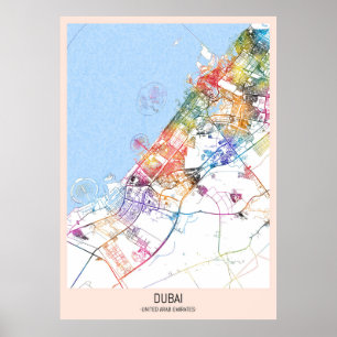 Dubai UAE City Karta Poster