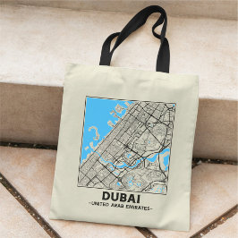 Dubai, UAE City Map Tote Bag Tygkasse