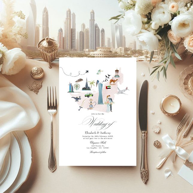 Dubai UAE Destination Wedding Inbjudningar (Dubai UAE Destination Wedding Invitation)