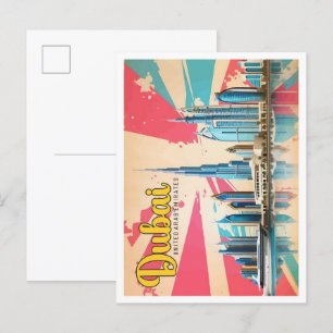Dubai UAE Pop Art Travel Illustration Vykort