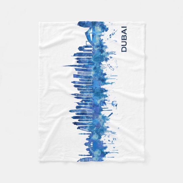 Dubai UAE Skyline Blue Fleecefilt (Framsidan)