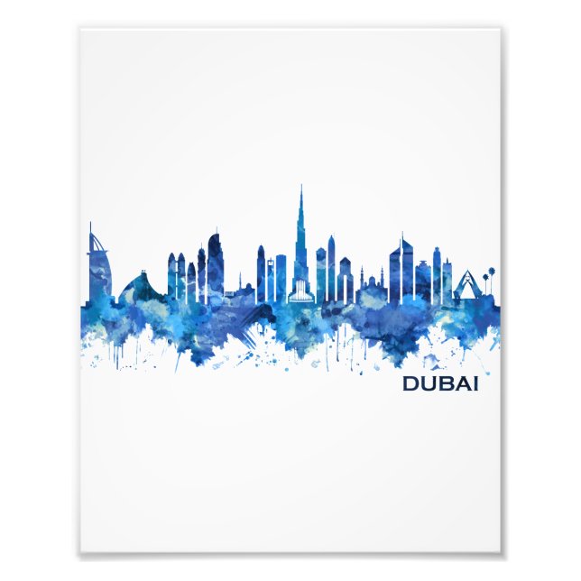 Dubai UAE Skyline Blue Fototryck (Framsidan)
