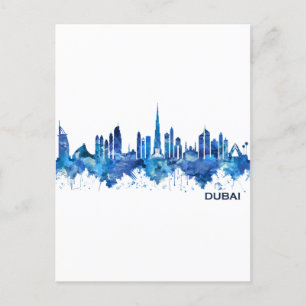 Dubai UAE Skyline Blue Inbjudan Vykort