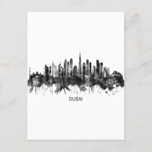 Dubai UAE Skyline BW Inbjudan Vykort