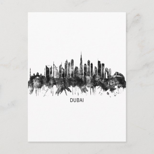 Dubai UAE Skyline BW Inbjudan Vykort (Framsida)