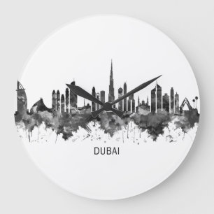 Dubai UAE Skyline BW Stor Klocka