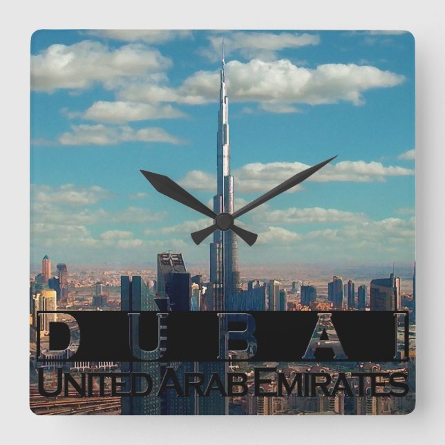 Dubai UAE souvenir Fyrkantig Klocka (Framsida)