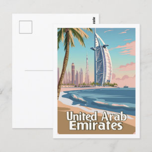 Dubai UAE Vintage Berömd Travel Ställe Vykort