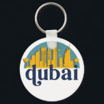 Dubai UAE Vintage Retro City Skyline Cityscape Art Nyckelring<br><div class="desc">Vintage- och reflexritorier med vackra skyliner, attraktion och cityscape-konst. Coola skyscraper och byggnad silhuette illustrerar handelsvara för turister och resenärer. Perfekt som souvenir att ta med sig hem när man reser värld runt. Spara minnet av din resa och semester med familj och vänner. Bakgrunden till färg kan anpassas till färg....</div>