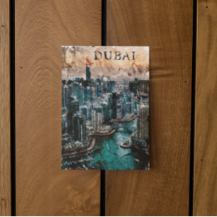 Dubai UAE Watercolor Skyline Vykort